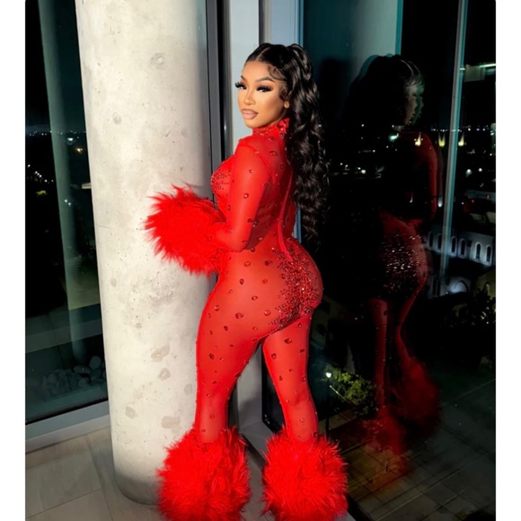 Mesh Jumpsuit for Special Occasion - Picture 2 of 3